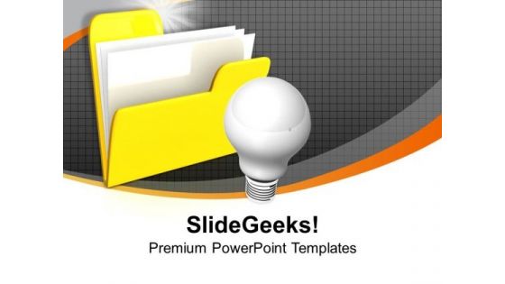 Folder Icon With Light Bulb Idea Discussion PowerPoint Templates Ppt Backgrounds For Slides 0113