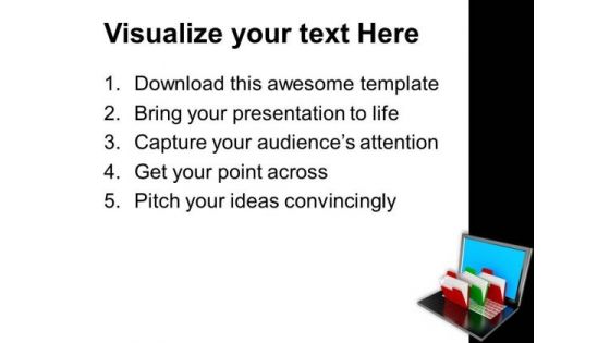 Folder Structure With Laptop Business PowerPoint Templates And PowerPoint Themes 1012