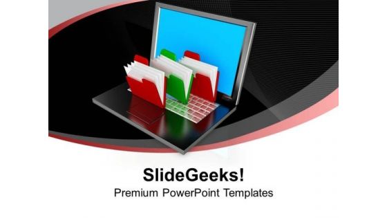 Folder Structure With Laptop Business PowerPoint Templates And PowerPoint Themes 1012