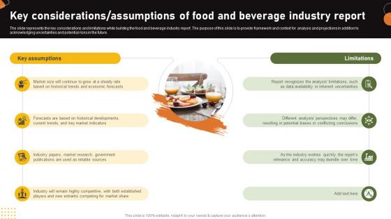 Food And Drink Industry Report Key Considerations Assumptions Of Food And Beverage Industry Report IR SS V