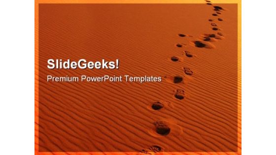 Footsteps In Sahara Desert Holidays PowerPoint Templates And PowerPoint Backgrounds 0711