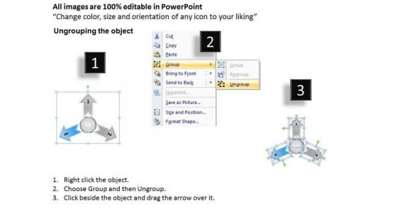 For Identification Of Strategy 3 Steps Circular Flow Motion Network PowerPoint Templates