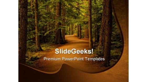 Forest Path Way Nature PowerPoint Template 0810