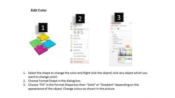 Four Colored Square For Process Flow Presentation Template