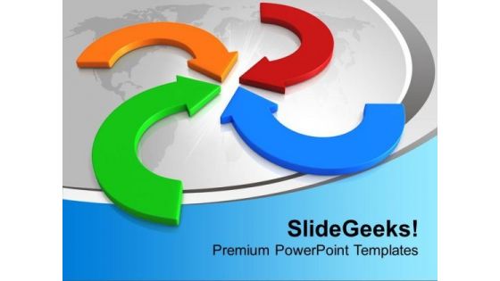 Four Colorful Arrows Meeting Each Other Team PowerPoint Templates Ppt Backgrounds For Slides 1212