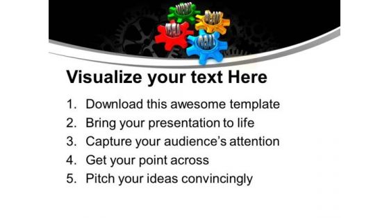 Four Gears Turn In Conjunction Industrial PowerPoint Templates And PowerPoint Themes 1012