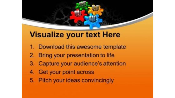 Four Gears Turn In Conjunction Industrial PowerPoint Templates And PowerPoint Themes 1012