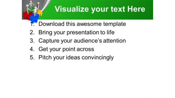Four Persons Standing On Puzzles Unity PowerPoint Templates Ppt Backgrounds For Slides 1212