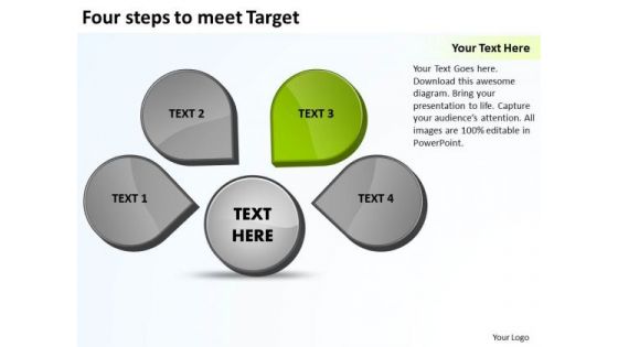 Four Steps To Meet Target Relative Cycle Arrow Process PowerPoint Slides