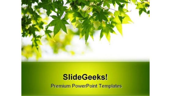 Fresh Green Leaves Nature PowerPoint Background And Template 1210