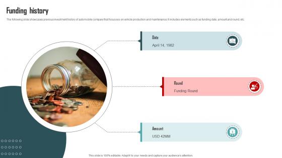 Funding History Vehicle Company Capital Funding Pitch Deck Funding History Vehicle Company Capital Funding Pitch Deck