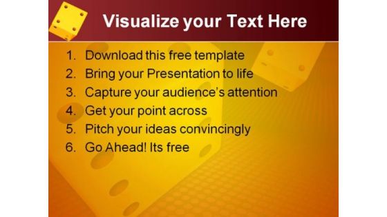 Yellow Gamble Dice PowerPoint Template