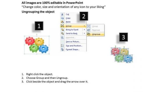 Gear Wheels 4 Stages Continuous Process Ppt Bussiness Plan PowerPoint Templates