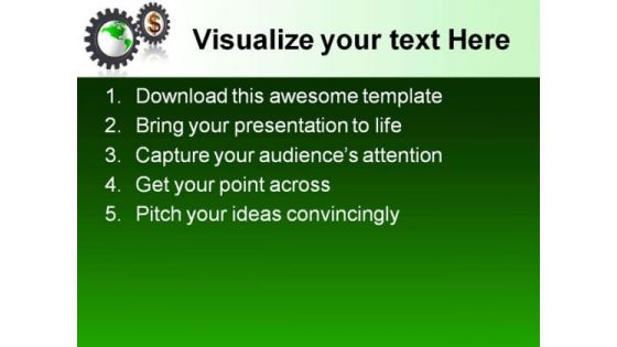 Gear Wheels With Dollar Globe Business PowerPoint Themes And PowerPoint Slides 0611