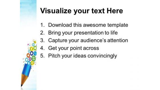 Gears With Pencil Industrial PowerPoint Templates And PowerPoint Themes 0312