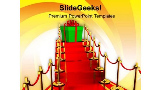 Gift On Top Of The Stairs PowerPoint Templates Ppt Backgrounds For Slides 0713