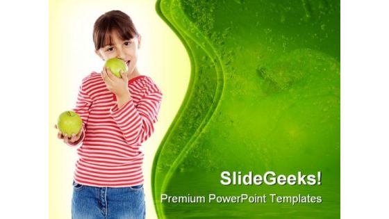 Girl Eating An Apple Food PowerPoint Templates And PowerPoint Backgrounds 0211