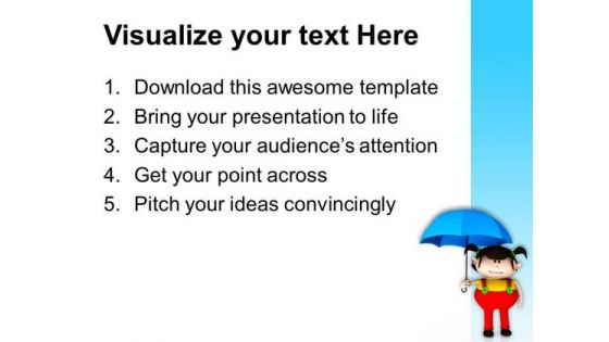 Girl Enjoying Rainy Season PowerPoint Templates Ppt Backgrounds For Slides 0713