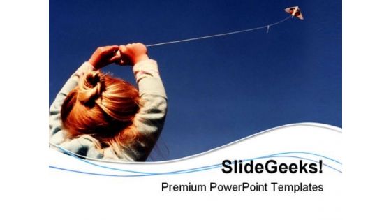 Girl Flying Kite Children PowerPoint Templates And PowerPoint Backgrounds 0711