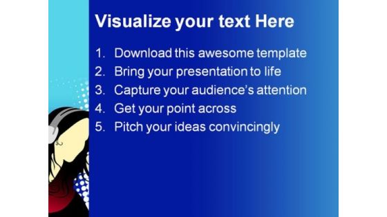 Girl Listening Music Entertainment PowerPoint Themes And PowerPoint Slides 0811