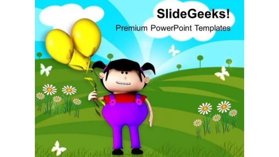 Girl With Balloons For Celebration PowerPoint Templates Ppt Backgrounds For Slides 0613