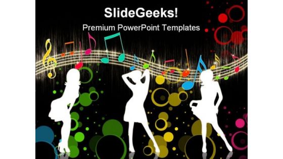 Girls Dancing On Music Entertainment PowerPoint Themes And PowerPoint Slides 0411