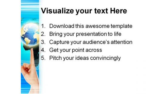 Global Balanced On Finger With Code Technology PowerPoint Themes And PowerPoint Slides 0411