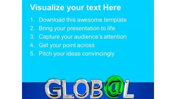 Global With A Shiny Green At Symbol Shapes PowerPoint Templates And PowerPoint Themes 0912