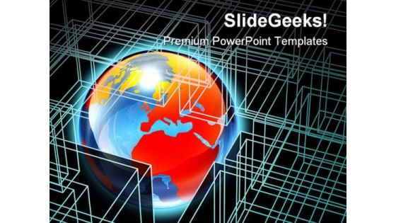 Globe In Box Wire Frame Global PowerPoint Templates And PowerPoint Backgrounds 0311