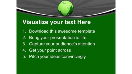 Globe On Black Background Go Green Environment PowerPoint Templates Ppt Backgrounds For Slides 1212