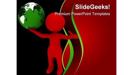 Globe With Man Travel PowerPoint Backgrounds And Templates 0111