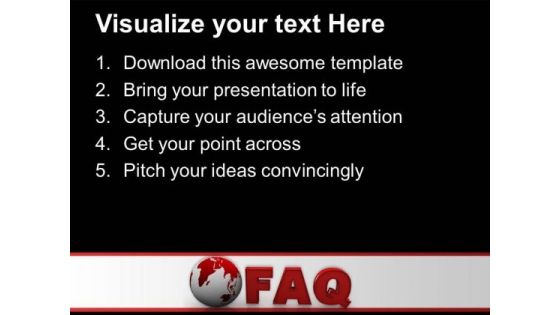 Globe With Word Faq Business PowerPoint Templates Ppt Backgrounds For Slides 0113