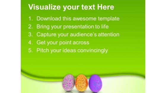 Glossy And Textured Easter Eggs PowerPoint Templates Ppt Backgrounds For Slides 0313