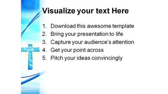 Glowing Cross Religion PowerPoint Template 0810