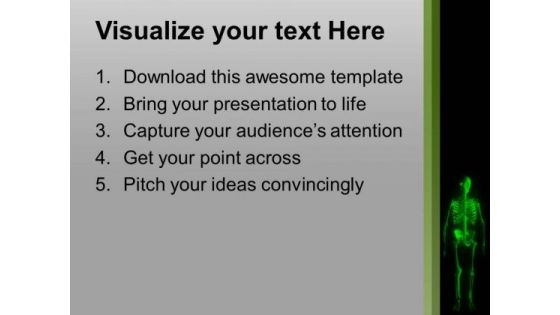 Glowing Human Skeleton PowerPoint Templates Ppt Backgrounds For Slides 0613