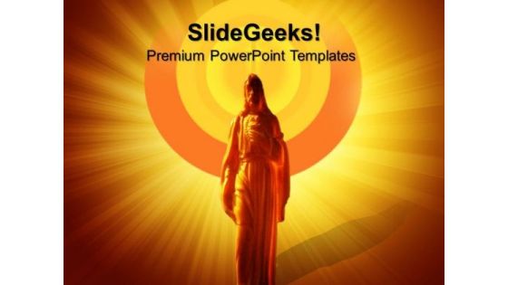 Glowing Jesus Statue Christian PowerPoint Templates And PowerPoint Themes 0812