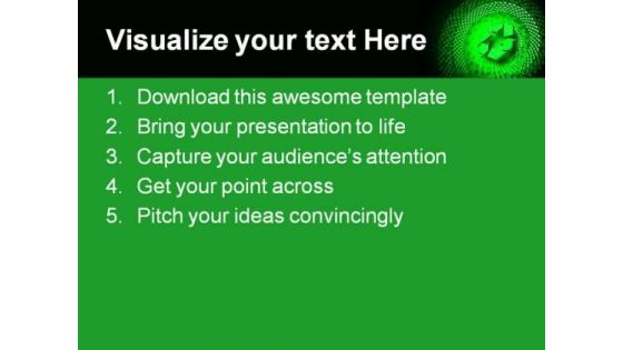 Glowing Recycle Spiral Environment PowerPoint Templates And PowerPoint Backgrounds 0611
