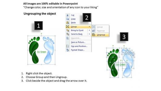 Go Green Footprints PowerPoint Ppt Templates