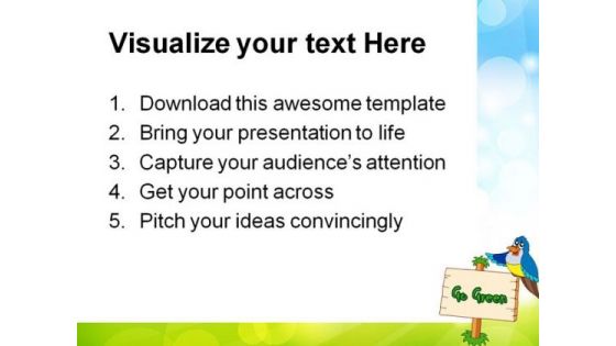Go Green With Blue Bird Animals PowerPoint Templates And PowerPoint Backgrounds 0811
