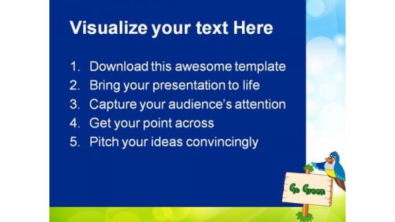 Go Green With Blue Bird Animals PowerPoint Templates And PowerPoint Backgrounds 0811