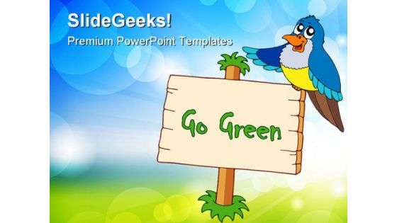 Go Green With Blue Bird Animals PowerPoint Templates And PowerPoint Backgrounds 0811