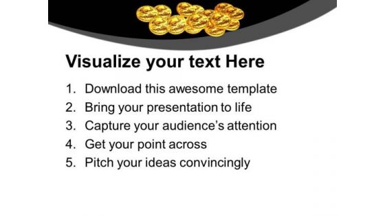 Gold Coins Scattered On Black Background PowerPoint Templates Ppt Backgrounds For Slides 0213