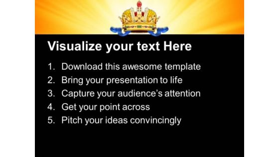 Gold Crown With Jewels Symbol PowerPoint Templates And PowerPoint Themes 0712