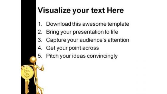 Gold Dollar Coin Key Finance PowerPoint Themes And PowerPoint Slides 0511