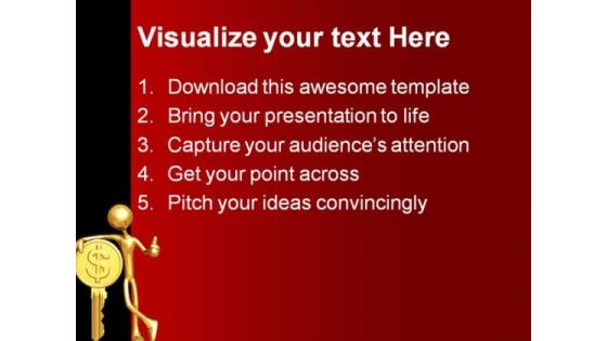 Gold Dollar Coin Key Finance PowerPoint Themes And PowerPoint Slides 0511
