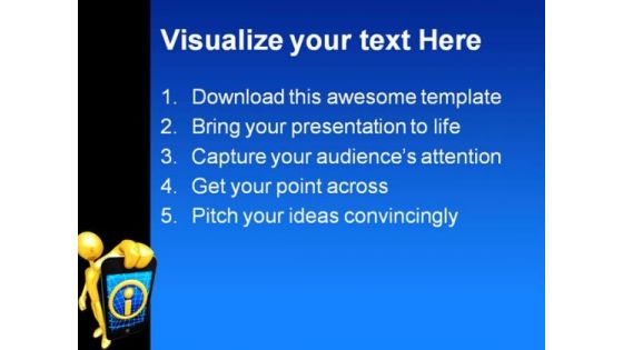 Gold Guy With Touch Screen Technology PowerPoint Templates And PowerPoint Backgrounds 0311