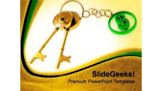 Gold Keys With Dollar Security PowerPoint Templates And PowerPoint Themes 0812