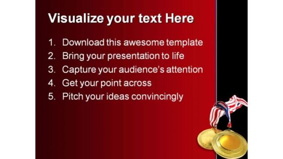Gold Medals Sports PowerPoint Template 0610