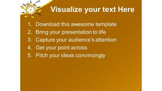 Golden Alarm Clock On Yellow Background PowerPoint Templates Ppt Backgrounds For Slides 0313
