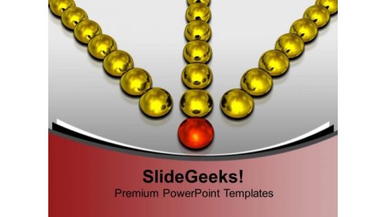 Golden Balls Pointing To Red Ball Leadership PowerPoint Templates Ppt Backgrounds For Slides 1112